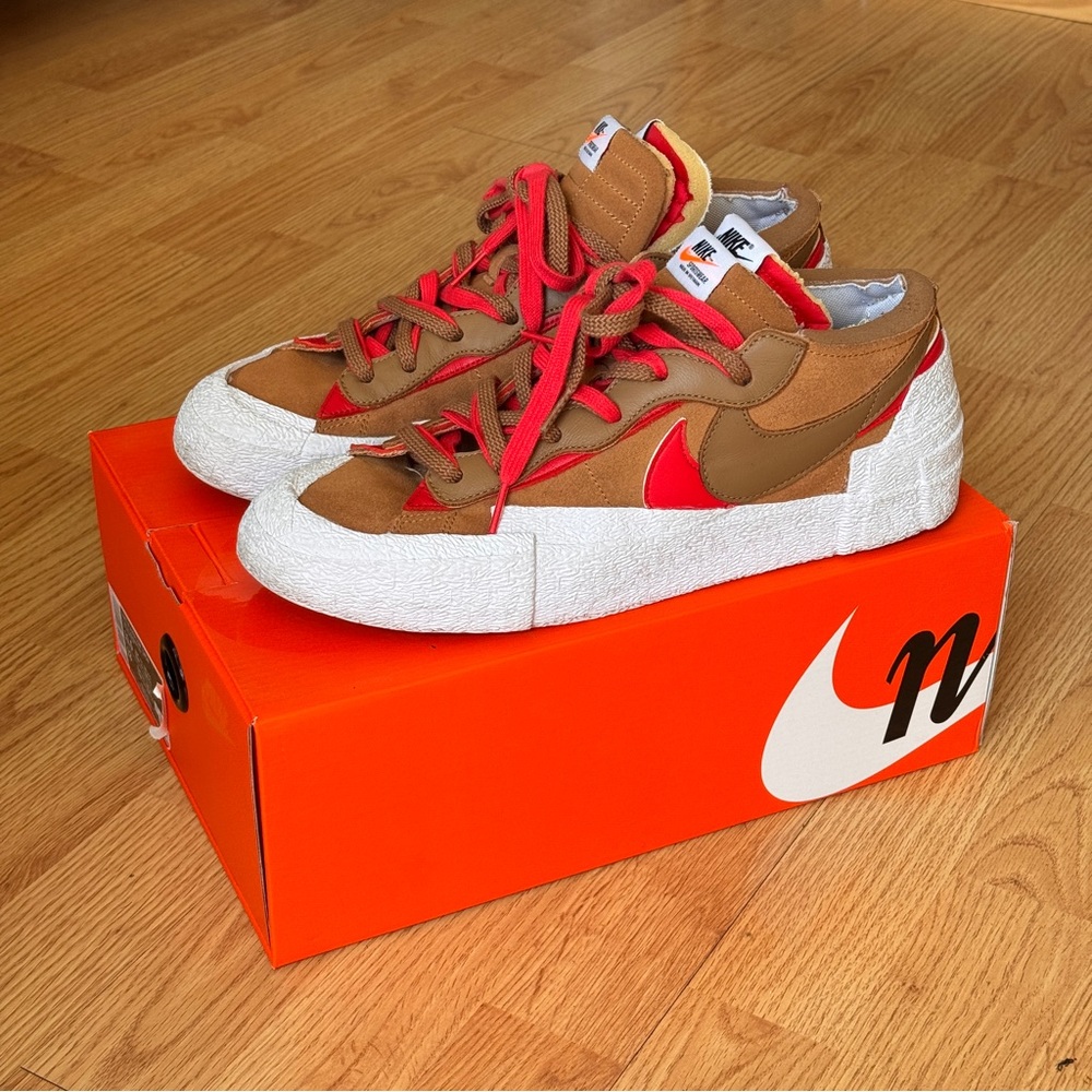 🚨🚨Send Offers!!!🚨🚨 Nike Sacai Blazer - Brown and Red SZ 11.5